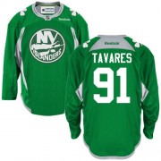 Men's Reebok New York Islanders 91 John Tavares Green Practice Jersey - Authentic