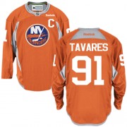 Men's Reebok New York Islanders 91 John Tavares Orange Practice Jersey - Authentic