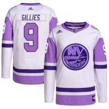 Men's Adidas New York Islanders Clark Gillies White/Purple Hockey Fights Cancer Primegreen Jersey - Authentic