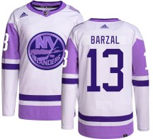 Men's Adidas New York Islanders Mathew Barzal Hockey Fights Cancer Jersey - Authentic