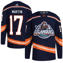 Men's Adidas New York Islanders Matt Martin Navy Reverse Retro 2.0 Jersey - Authentic