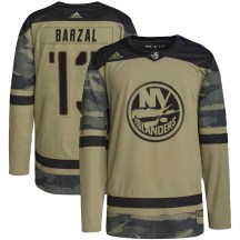 Men's Adidas New York Islanders Mathew Barzal Camo Military Appreciation Practice Jersey - Authentic