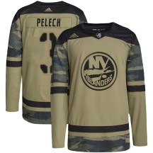 Men's Adidas New York Islanders Adam Pelech Camo Military Appreciation Practice Jersey - Authentic