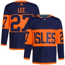 Men's Adidas New York Islanders Anders Lee Navy 2024 Stadium Series Primegreen Jersey - Authentic