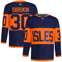 Men's Adidas New York Islanders Ilya Sorokin Navy 2024 Stadium Series Primegreen Jersey - Authentic