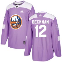 Men's Adidas New York Islanders Adam Beckman Purple Fights Cancer Practice Jersey - Authentic